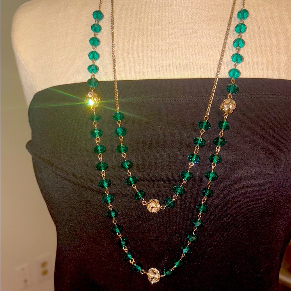 Vintage blue / Green Beaded Necklace